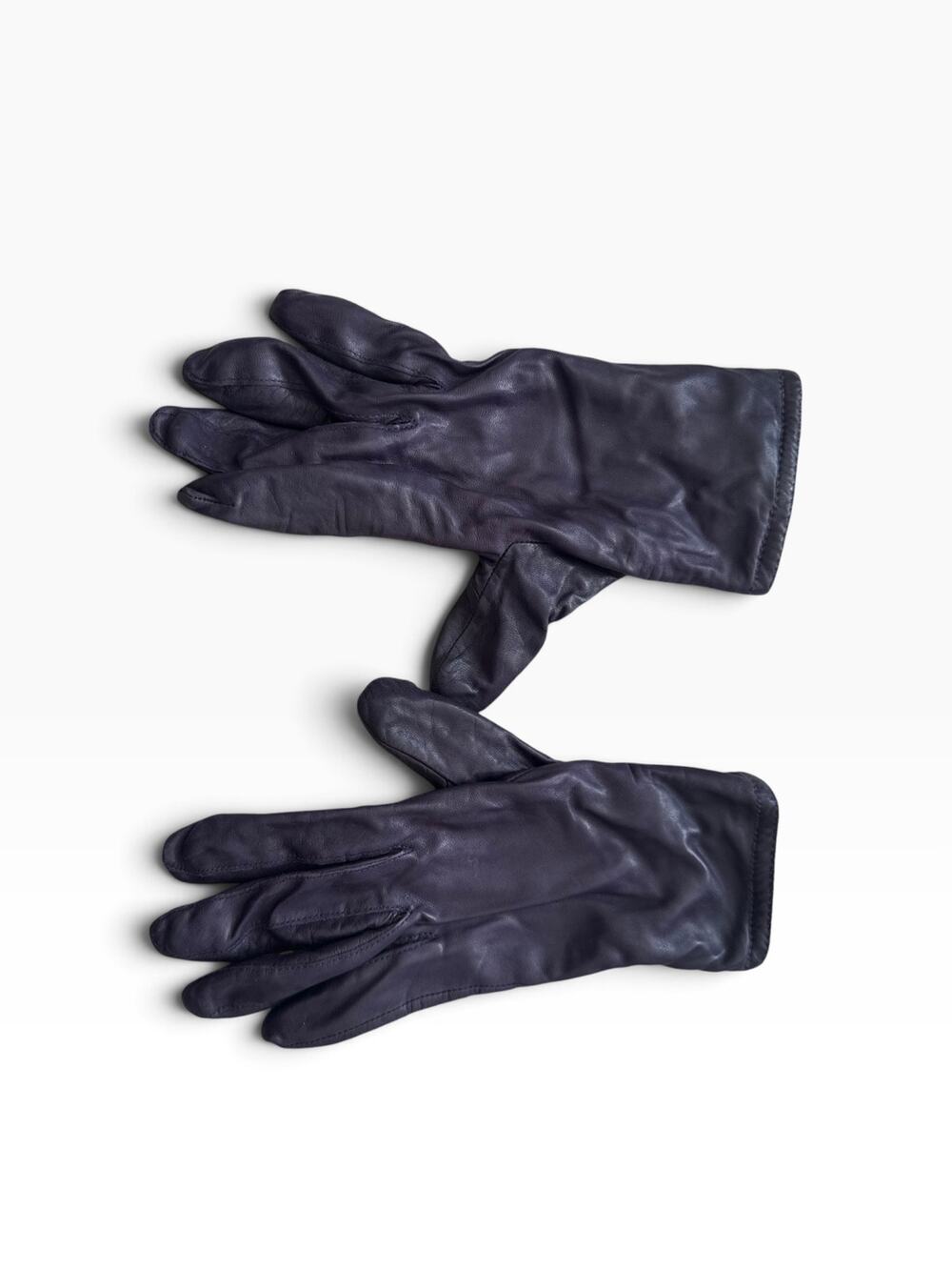 Vintage Grandoe Purple Genuine Leather Fleece Lined Gloves Size Large